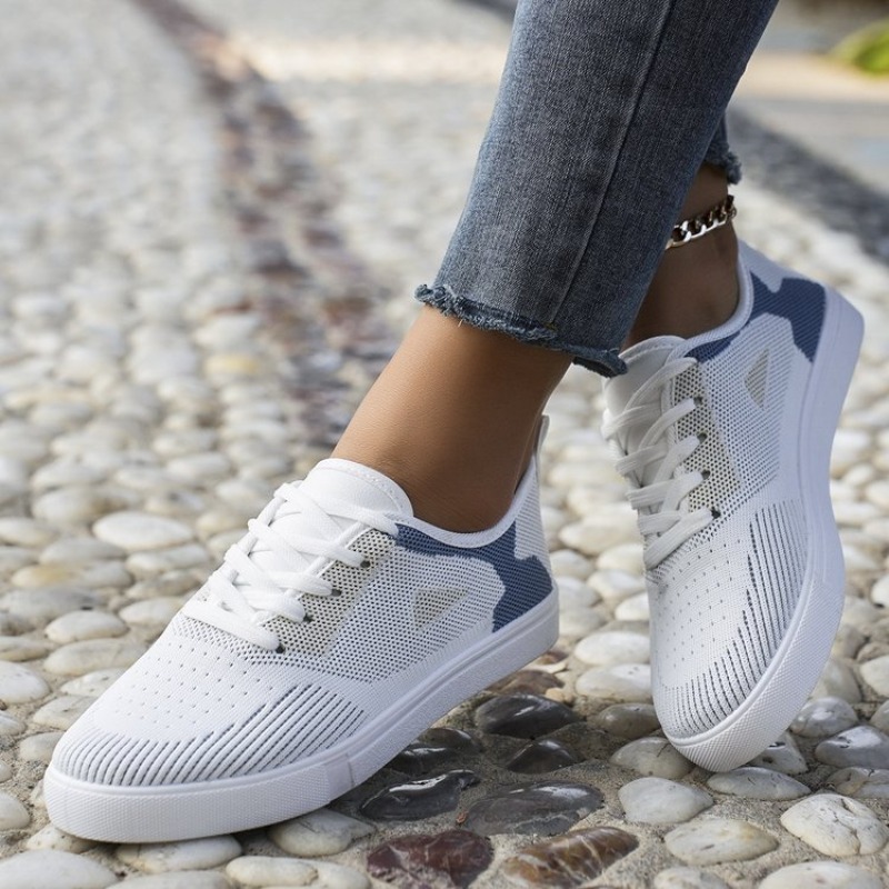 Embroidery White - Women Casual Sneakers Woven Look Lace