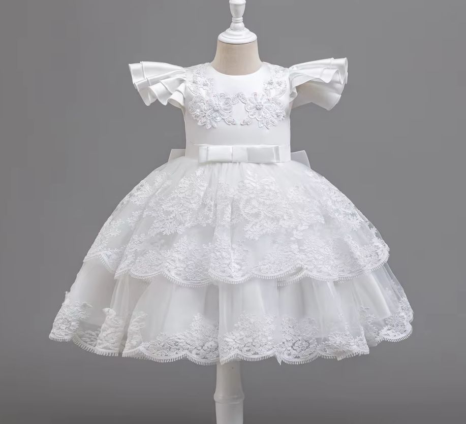 Embroidery White Dress - Girl Party Dress Embroidery Children Princess
