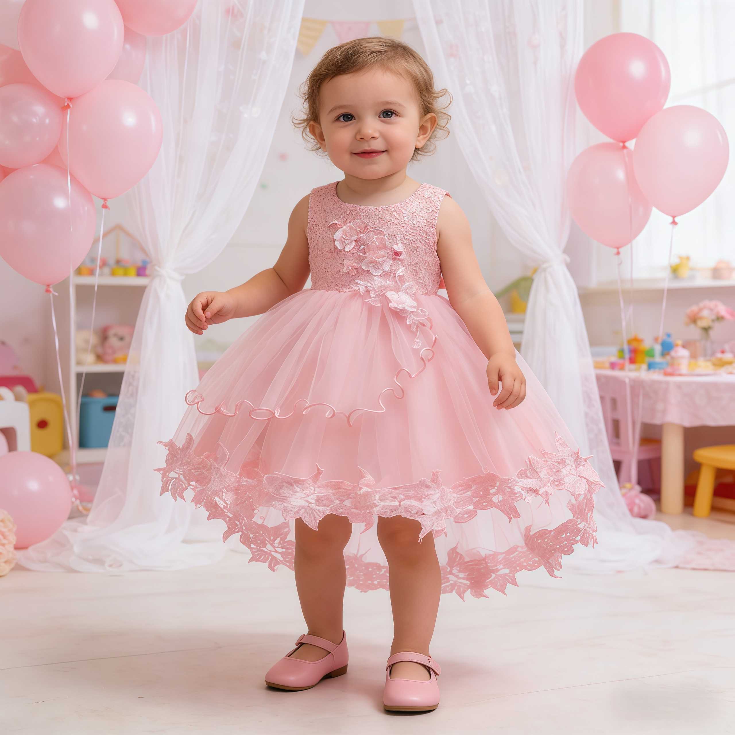 Embroidery White Dress - Baby Girls White Flower Embroidery Princess