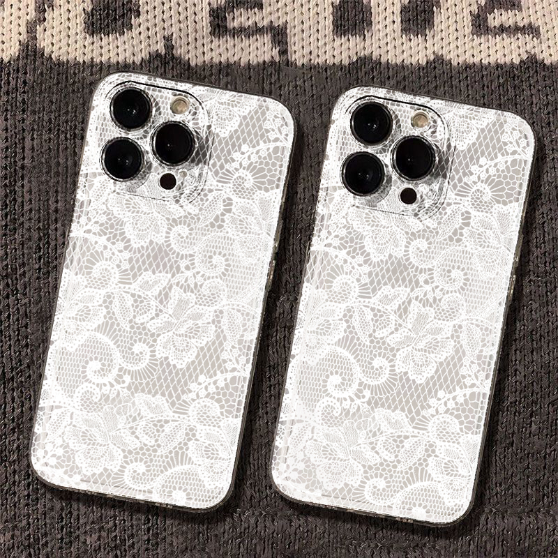 Embroidery White - New Black White Lace Phone Case