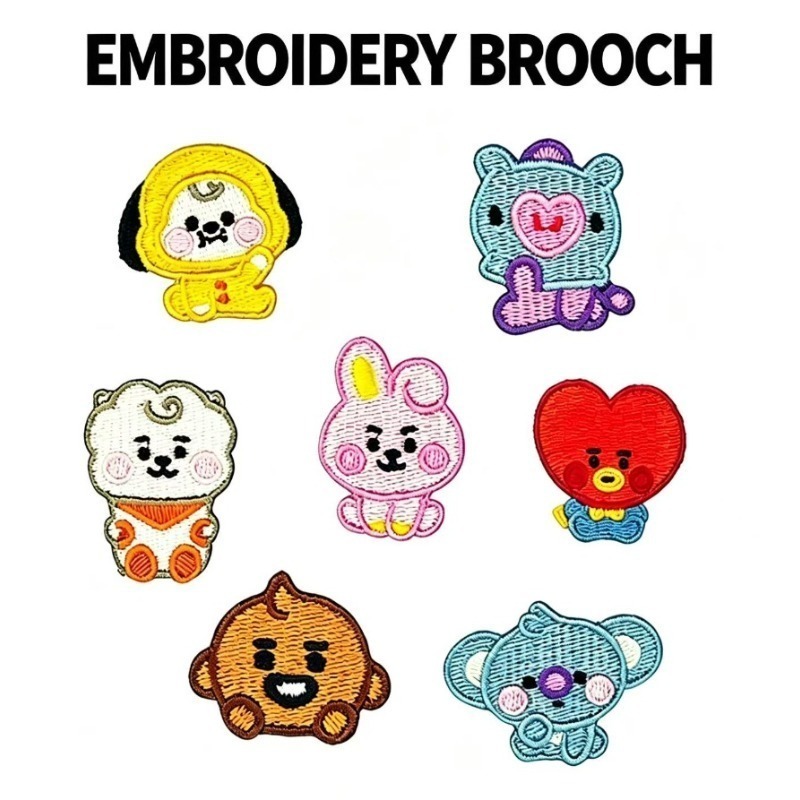 Embroidery Bag - BT21 Cute Baby Embroidered Brooch Pins