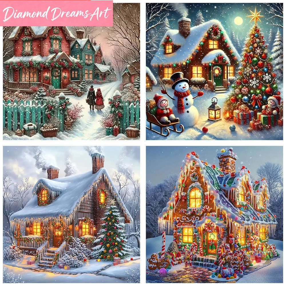 Embroidery House - 1pcs Diamond Painting Snowy Village Street