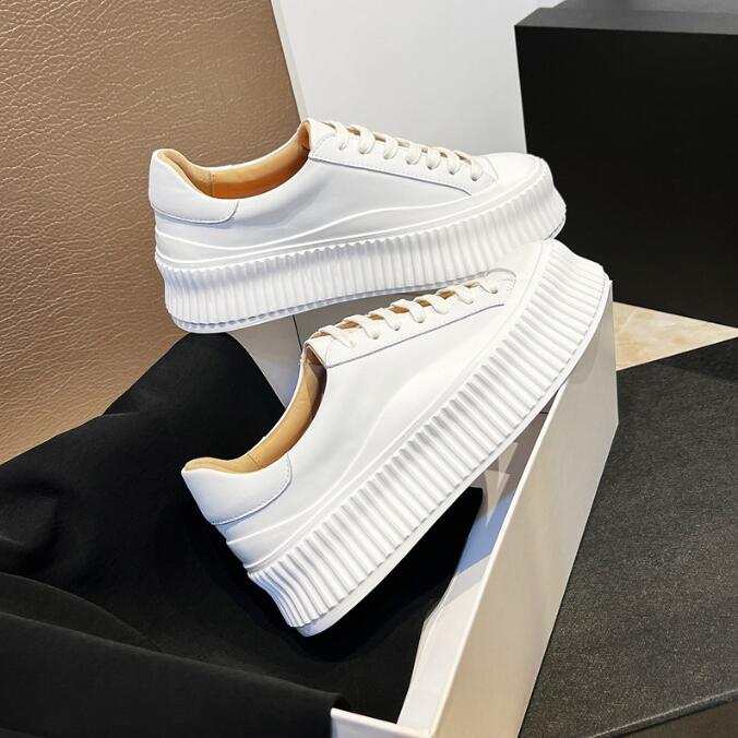 Embroidery White - New Women's Sneakers Thick-soled Women Lace-Up