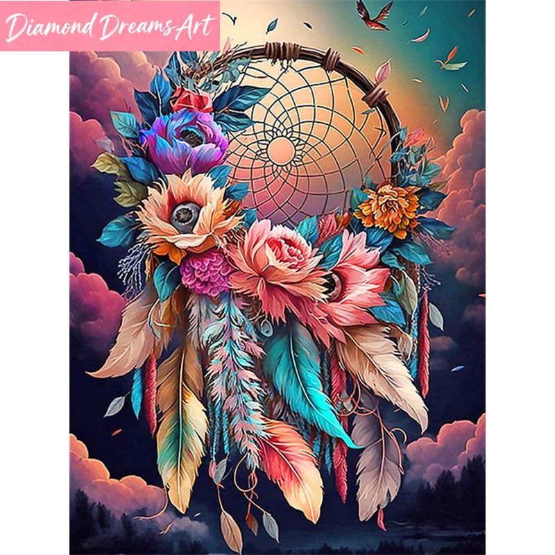 Embroidery Artwork - Frameless, Diamond Painting Dream Catcher Butterfly