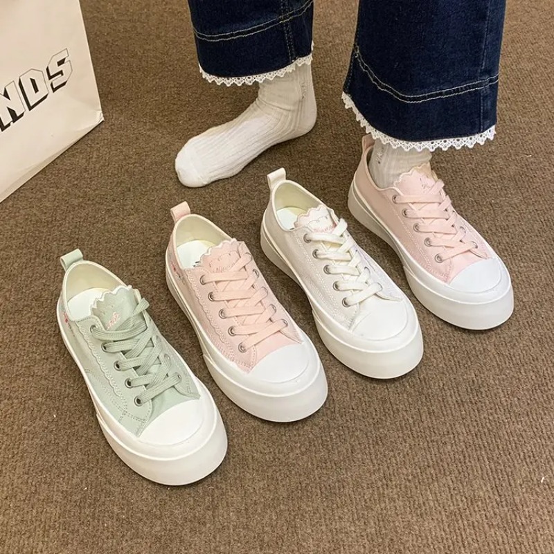 Embroidery White - 2025 Women Vulcanized Shoes Sponge Cake