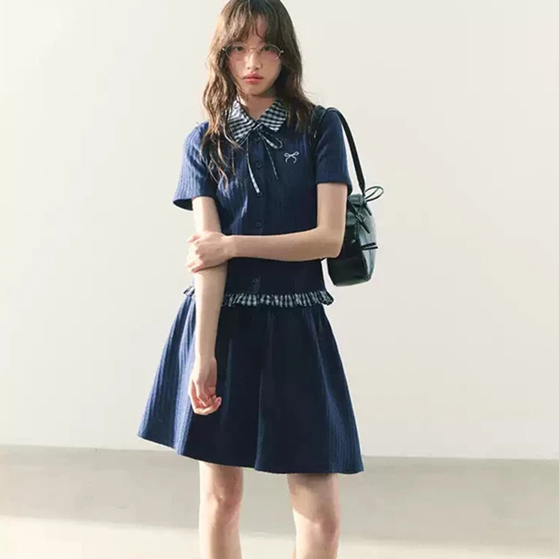 Summer Knitted Preppy Style Tw - Embroidery Cotton Shirt avis et prix