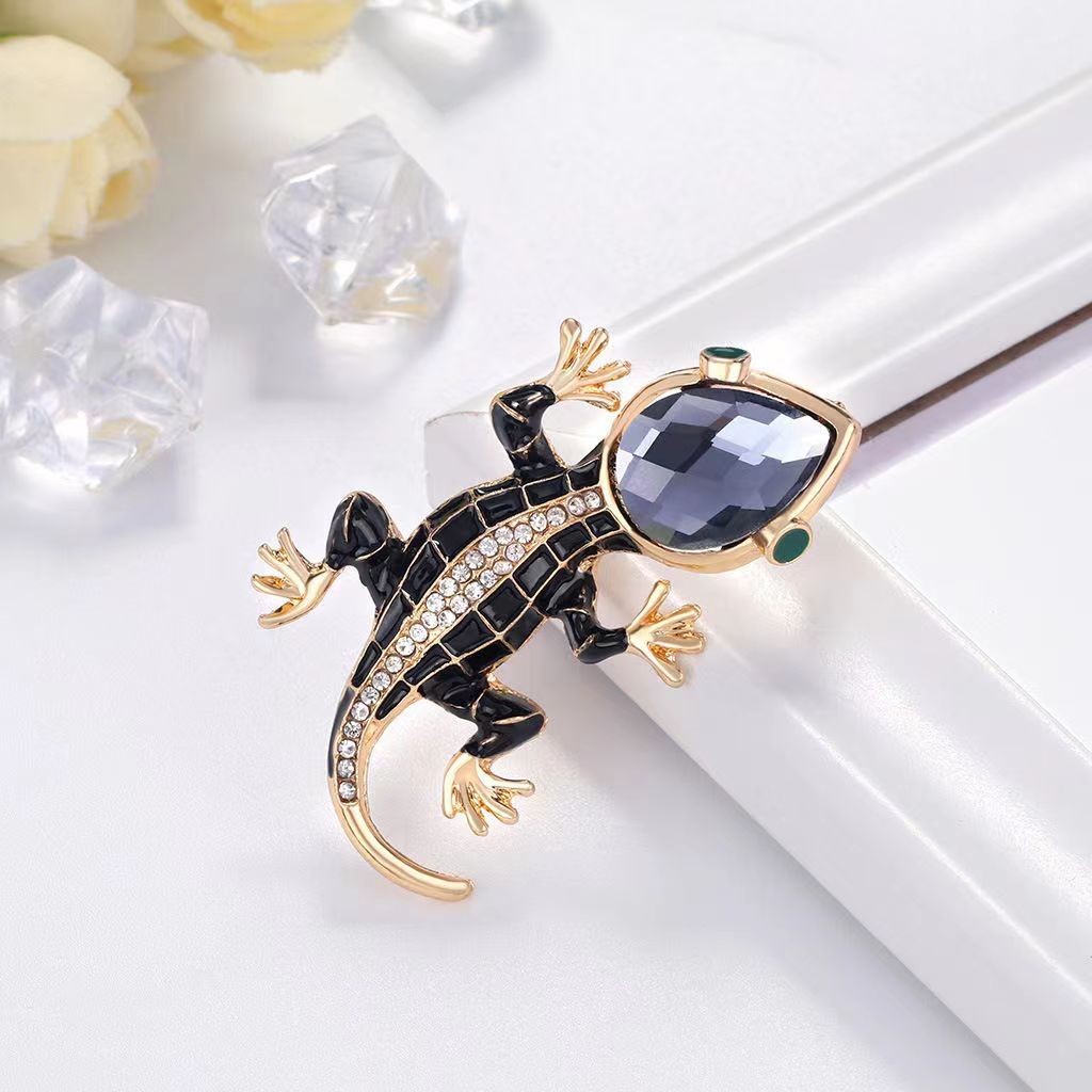 Diamond studded glass gecko br - Embroidery Fish avis et prix