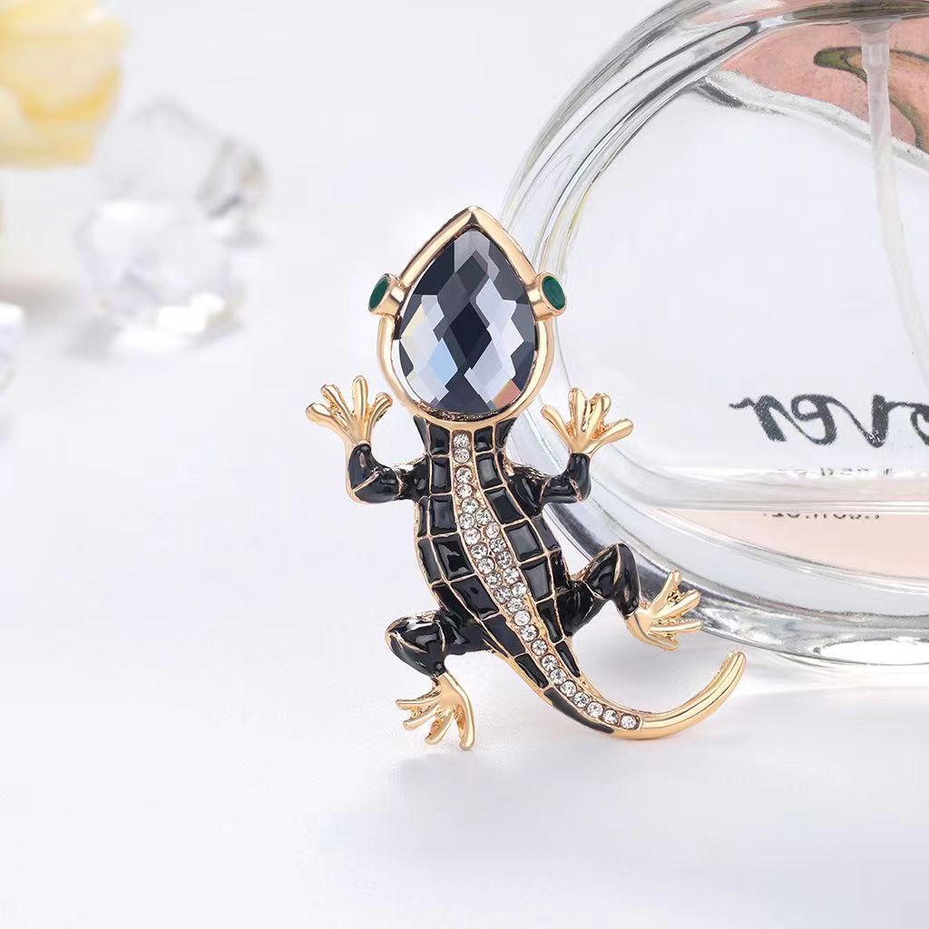 Diamond studded glass gecko br - Embroidery Fish avis et prix