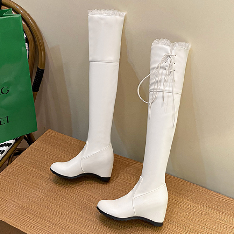Fashion Thigh High Boots Women - Embroidery White avis et prix