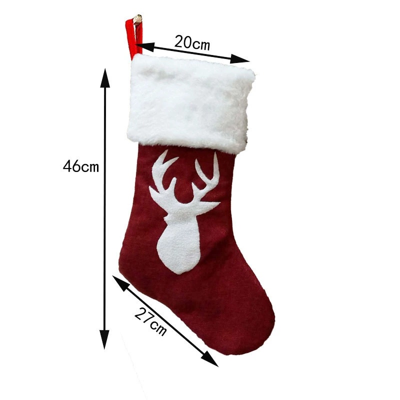 Red Santa Stocking Elk Snowfla - Embroidery Xmas Stocking avis et prix