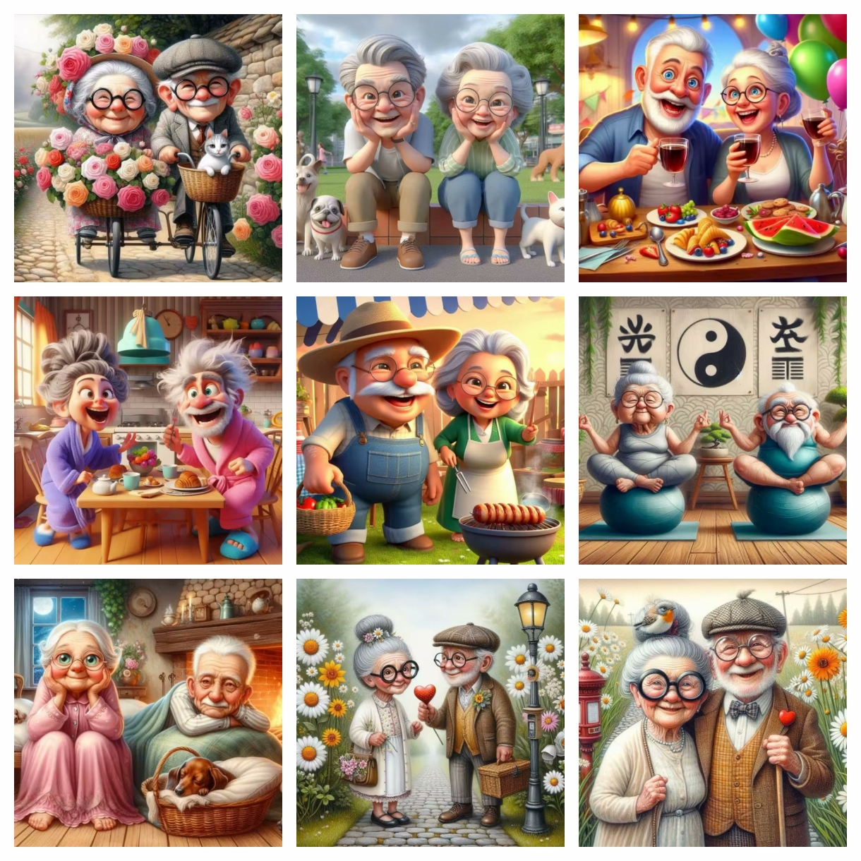 Cartoon Happy Old Couple 5D Fu - Embroidery Ideas avis et prix