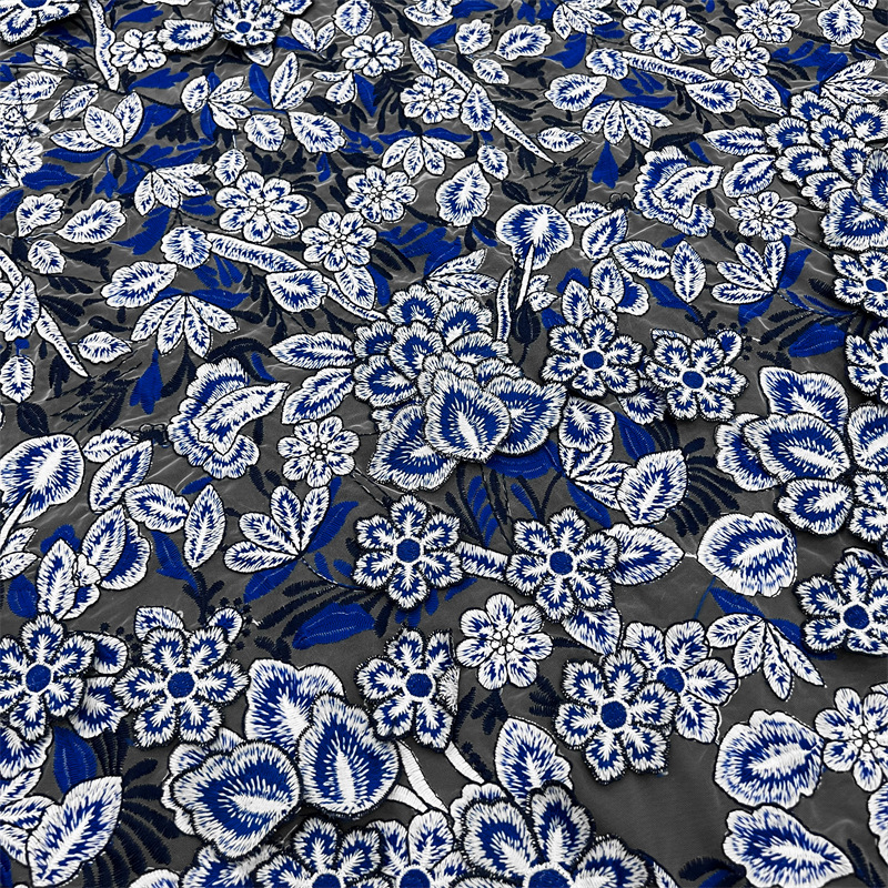 1yard Blue and white porcelain - Embroidery White Dress avis et prix