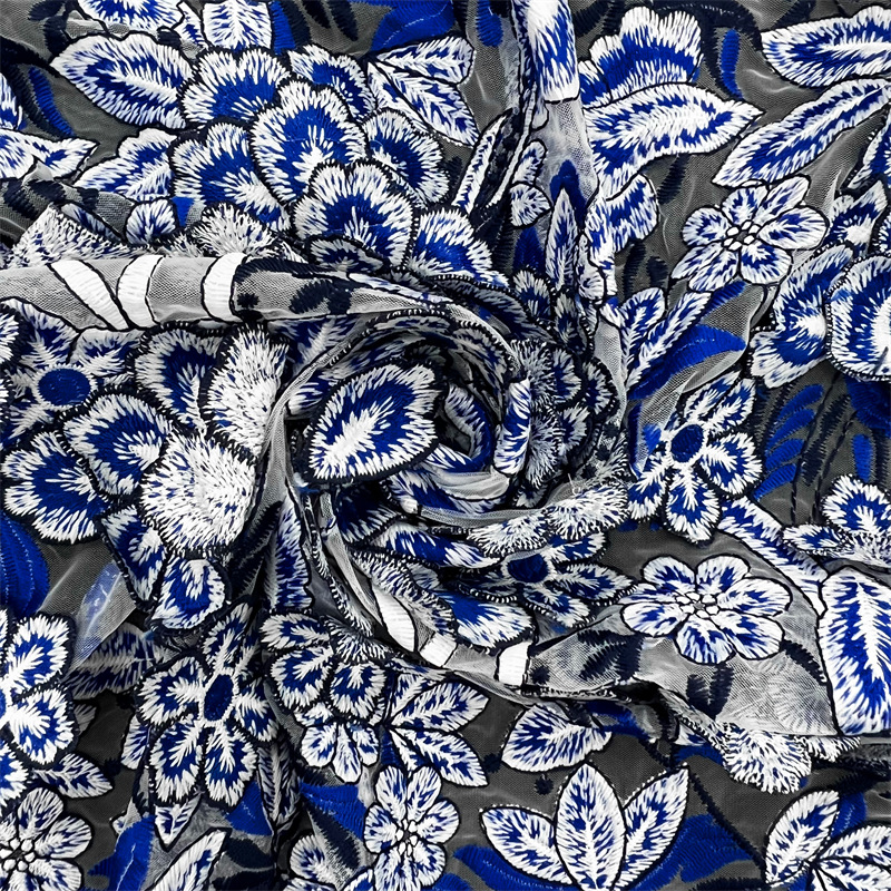 1yard Blue and white porcelain - Embroidery White Dress avis et prix