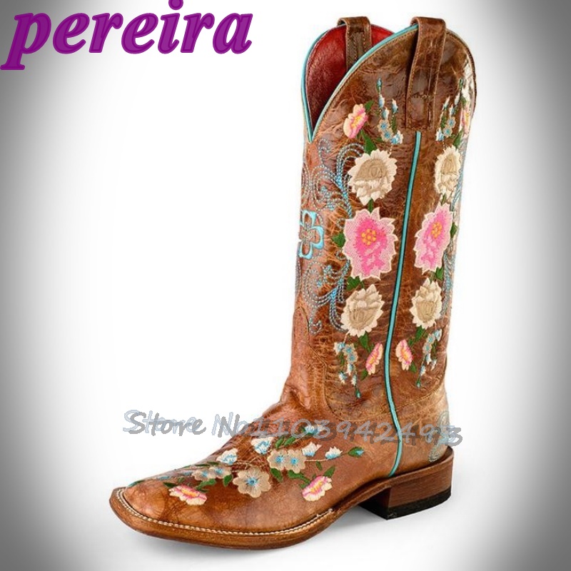 Embroidered Flower Boots Rose  - Embroidery Roses avis et prix