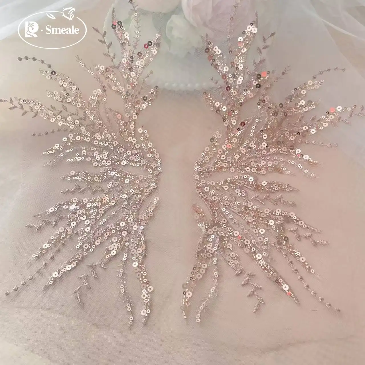 5Pair-2Pair.Rose Gold Sequin T - Embroidery Roses avis et prix