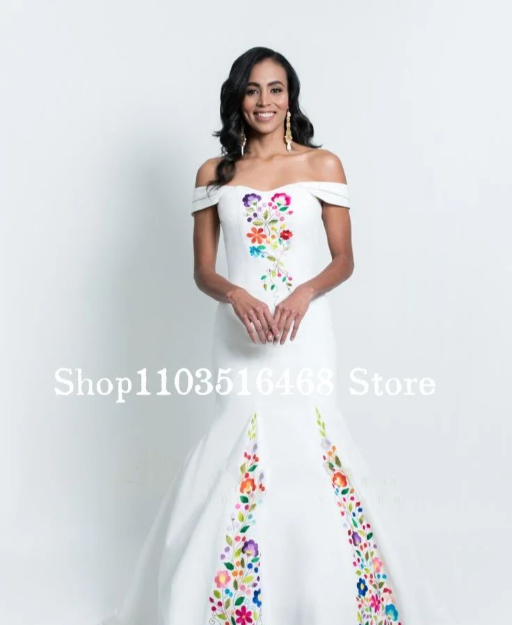 Elegant Mexican Style Formal W - Embroidery White Dress avis et prix