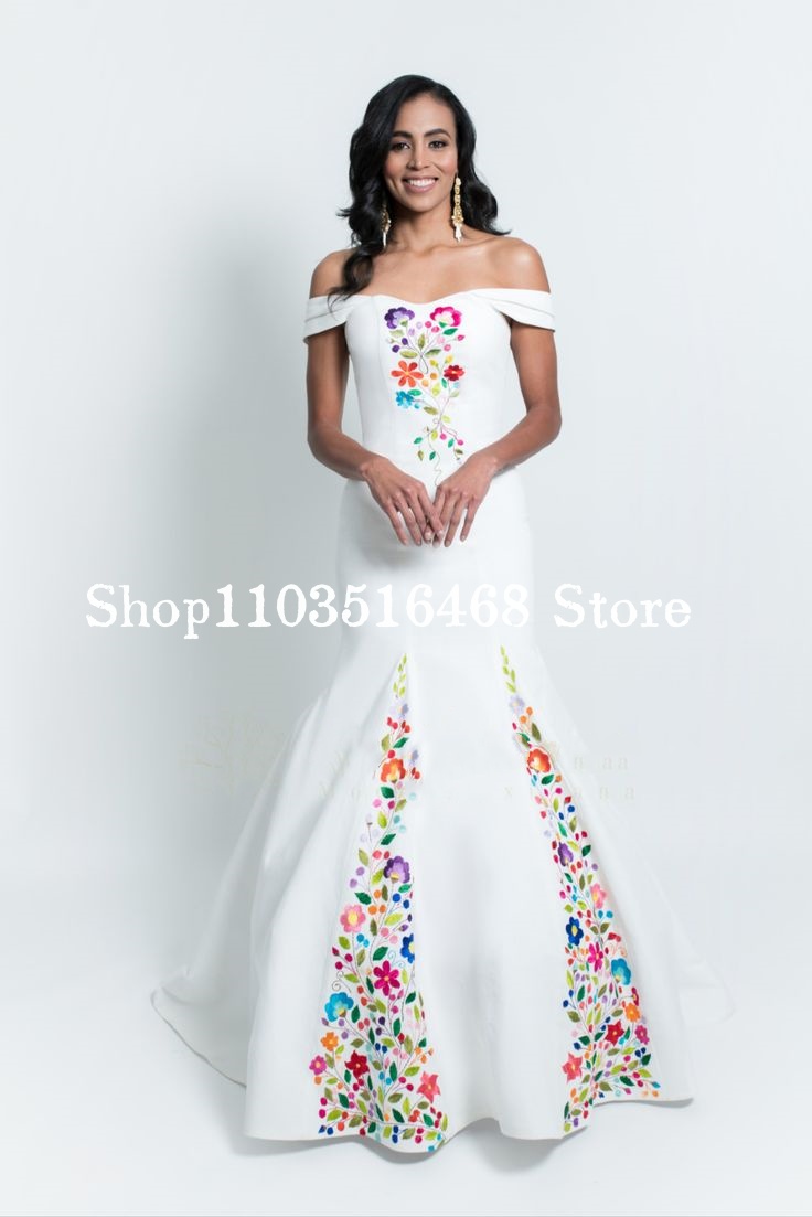 Elegant Mexican Style Formal W - Embroidery White Dress avis et prix