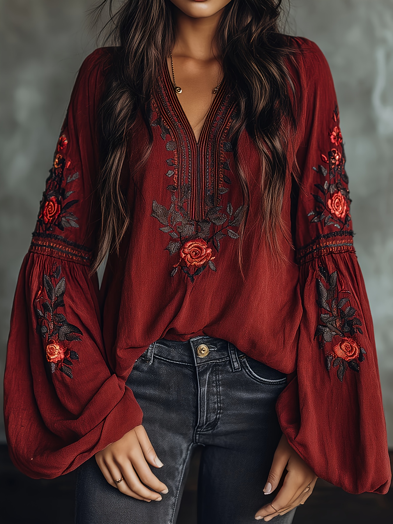 Women‘s Spring Blouse Retro Em - Embroidery On Shirt avis et prix