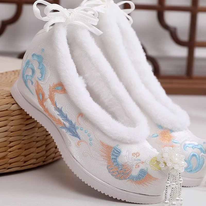 Winter Hanfu Shoes Women Chine - Embroidery White avis et prix