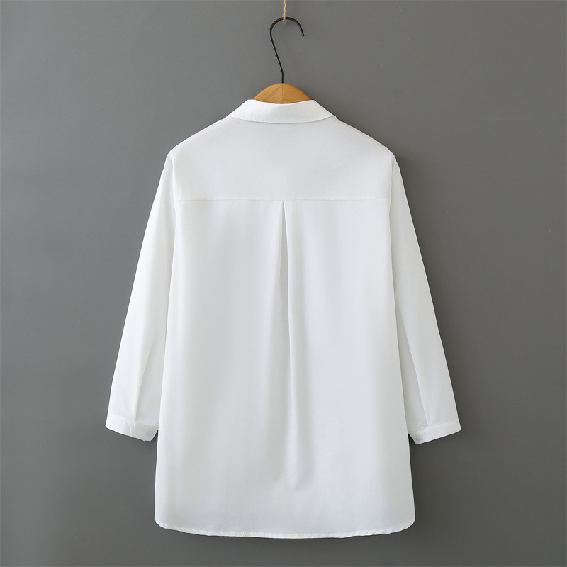Women Plus Size Long Sleeve Co - Embroidery Cotton Shirt avis et prix