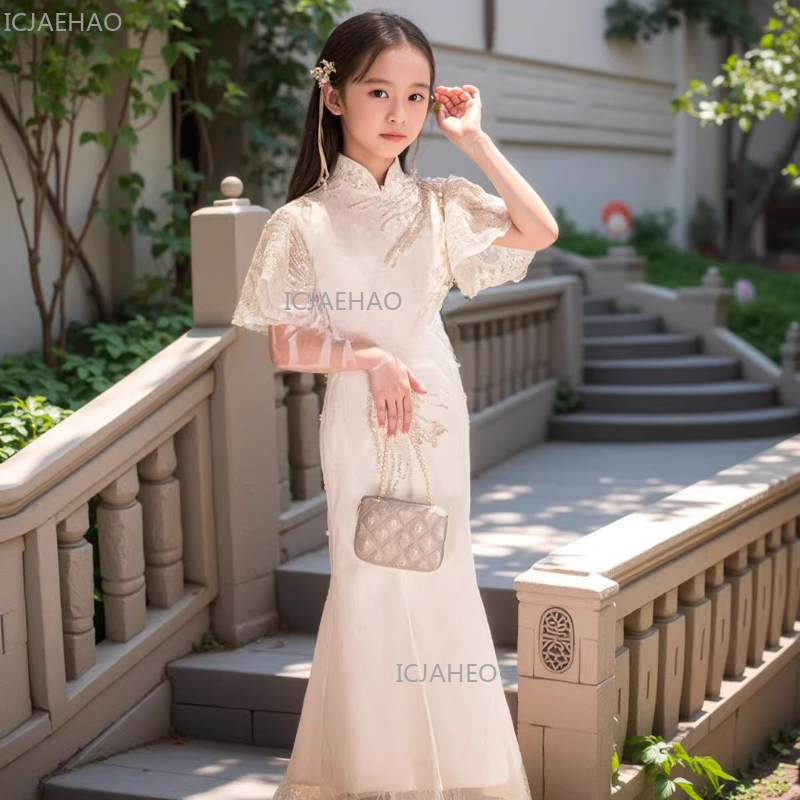 White Girls Qipao Dress Kids C - Embroidery White Dress avis et prix