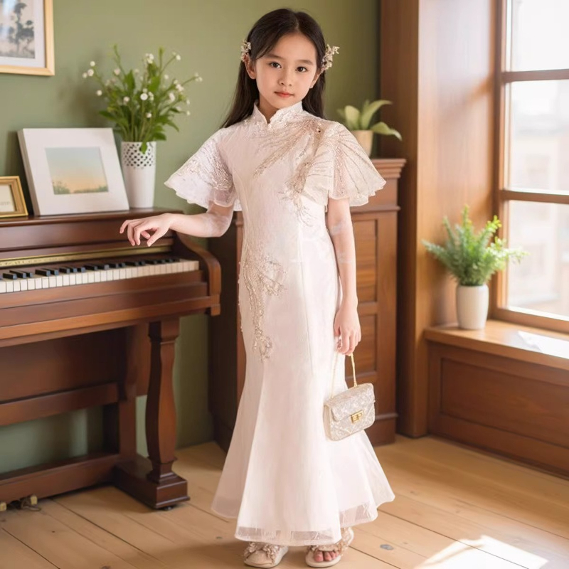White Girls Qipao Dress Kids C - Embroidery White Dress avis et prix
