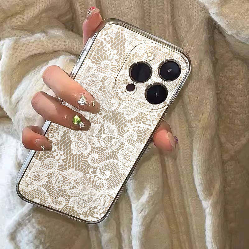 New Black White Lace Phone Cas - Embroidery White avis et prix
