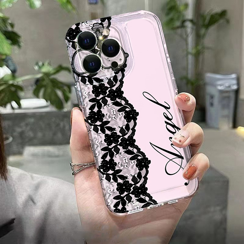 New Black White Lace Phone Cas - Embroidery White avis et prix
