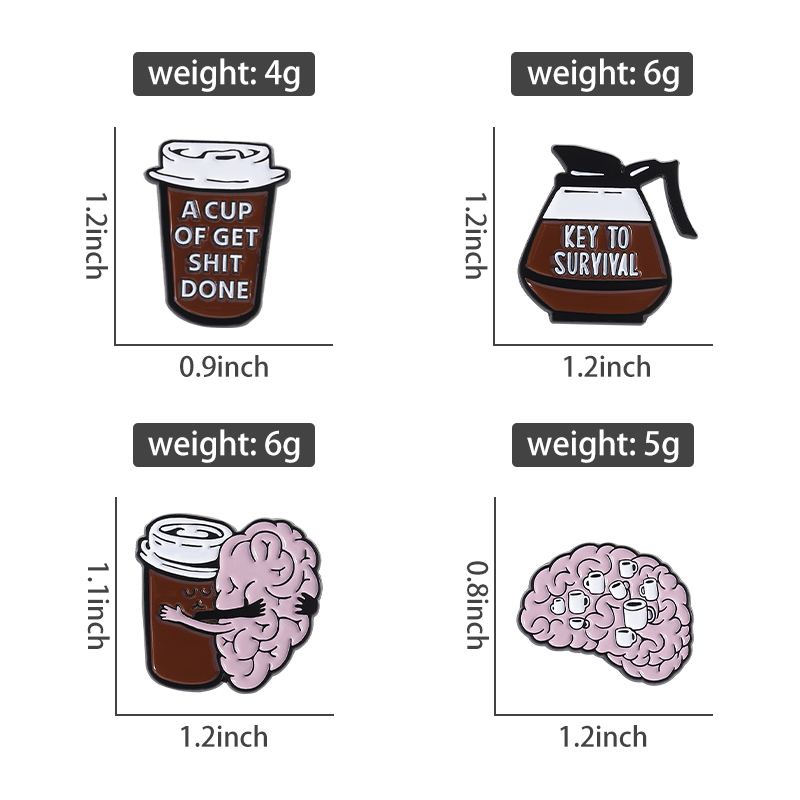 Coffee Brain Enamel Pins Gift  - Embroidery House avis et prix