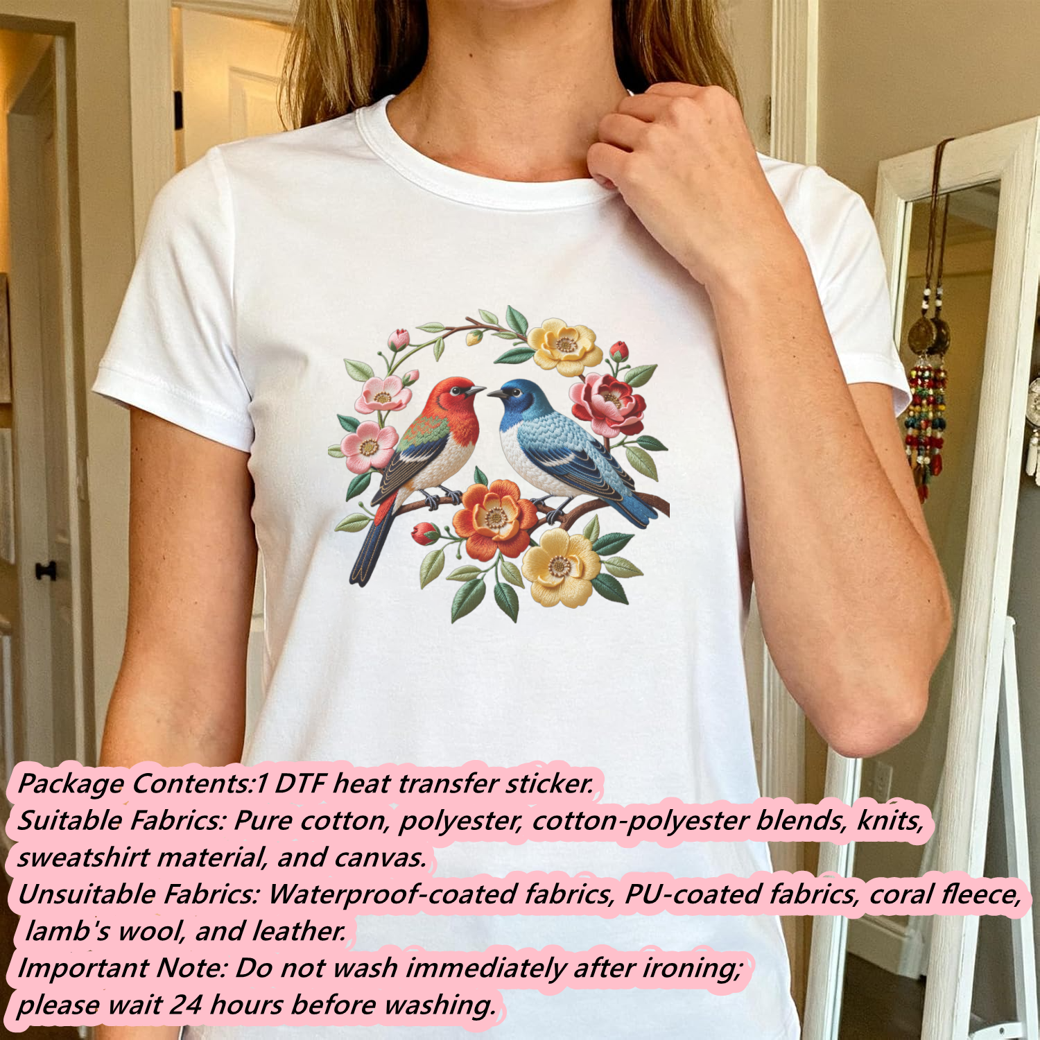 1 Piece of Bird Pattern Clothi - Embroidery On Shirt avis et prix