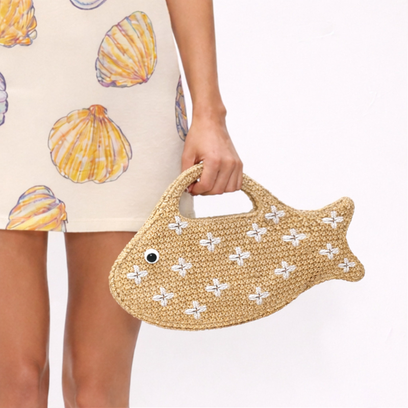 Embroidered Fish Raffia Straw  - Embroidery Fish avis et prix