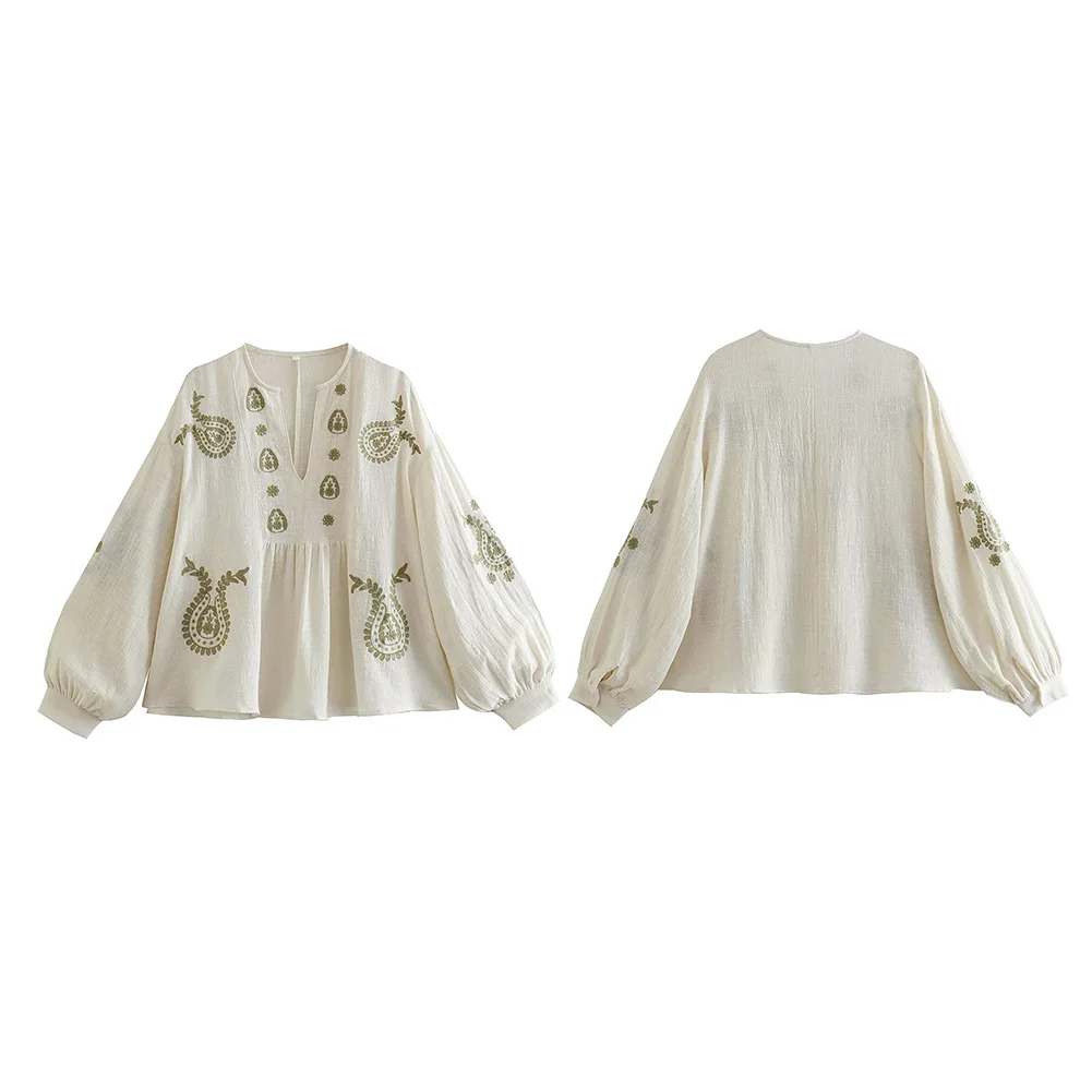 Womens New Loose Cotton Embroi - Embroidery On Shirt avis et prix