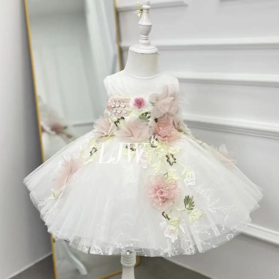 2025 Elegant Girl Party Dress  - Embroidery White Dress avis et prix