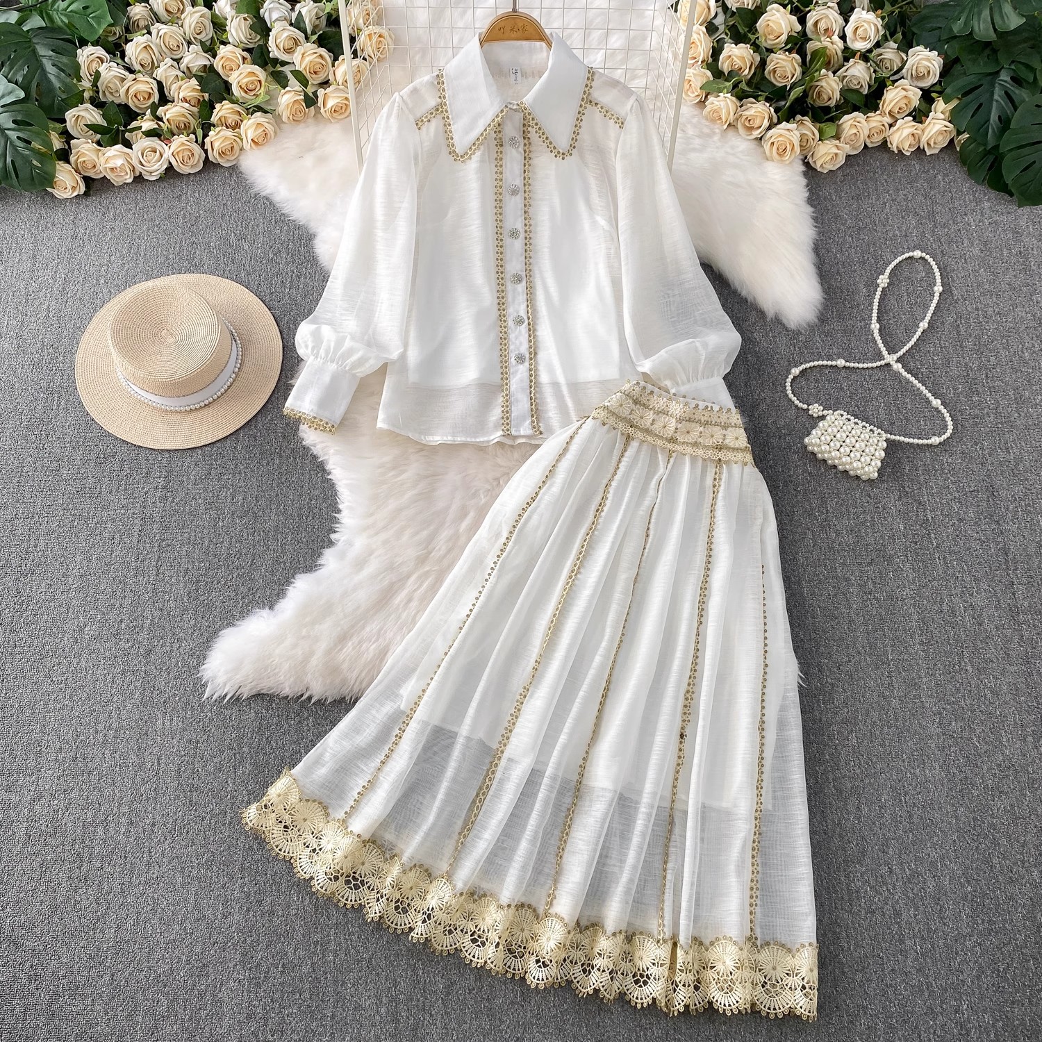 Elegant Shirt Skirt Suit Women - Embroidery On Shirt avis et prix