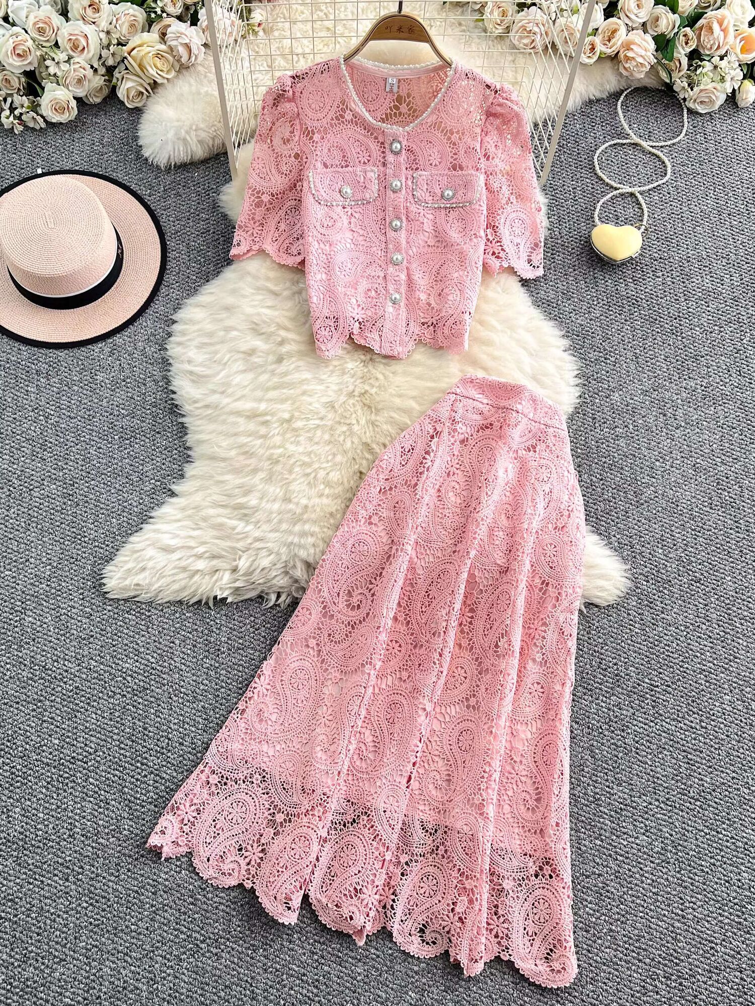 Elegant Pearl Long Dress Suits - Embroidery On Shirt avis et prix