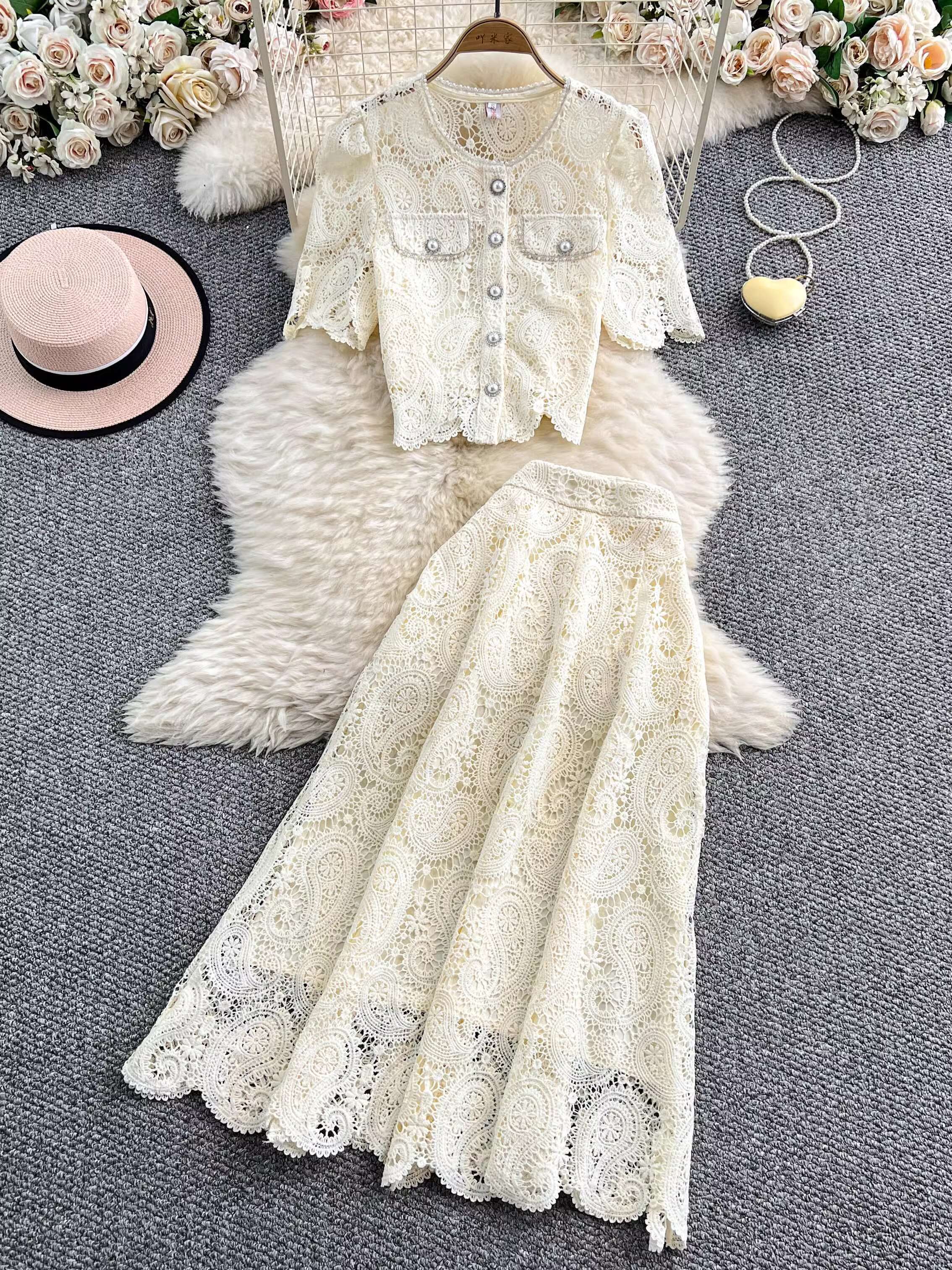 Elegant Pearl Long Dress Suits - Embroidery On Shirt avis et prix