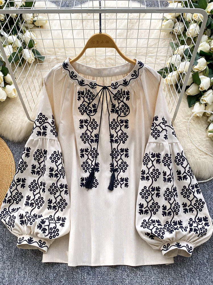 Women embroidered blouse autum - Embroidery On Shirt avis et prix