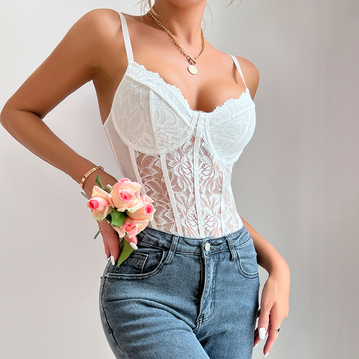 2024 Summer Hot Sexy Lace Slim - Embroidery Underlay avis et prix