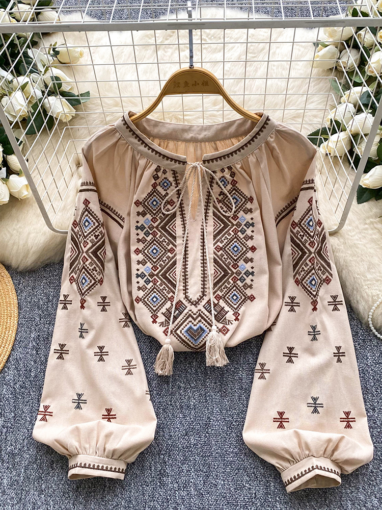 Women Autumn Blouse Loose Arti - Embroidery On Shirt avis et prix