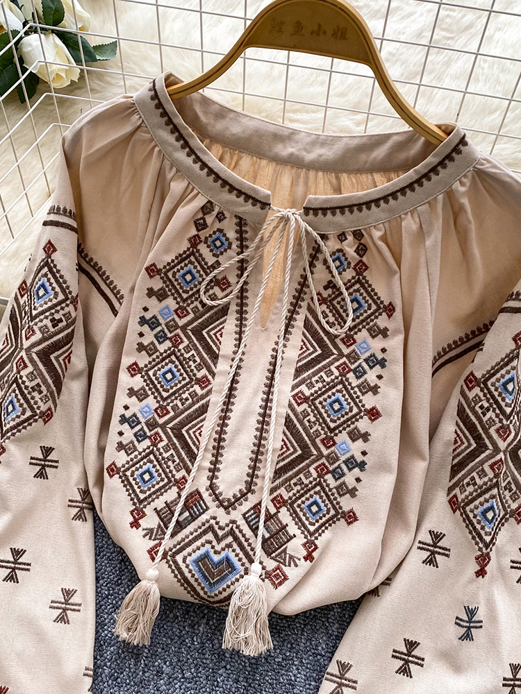 Women Autumn Blouse Loose Arti - Embroidery On Shirt avis et prix