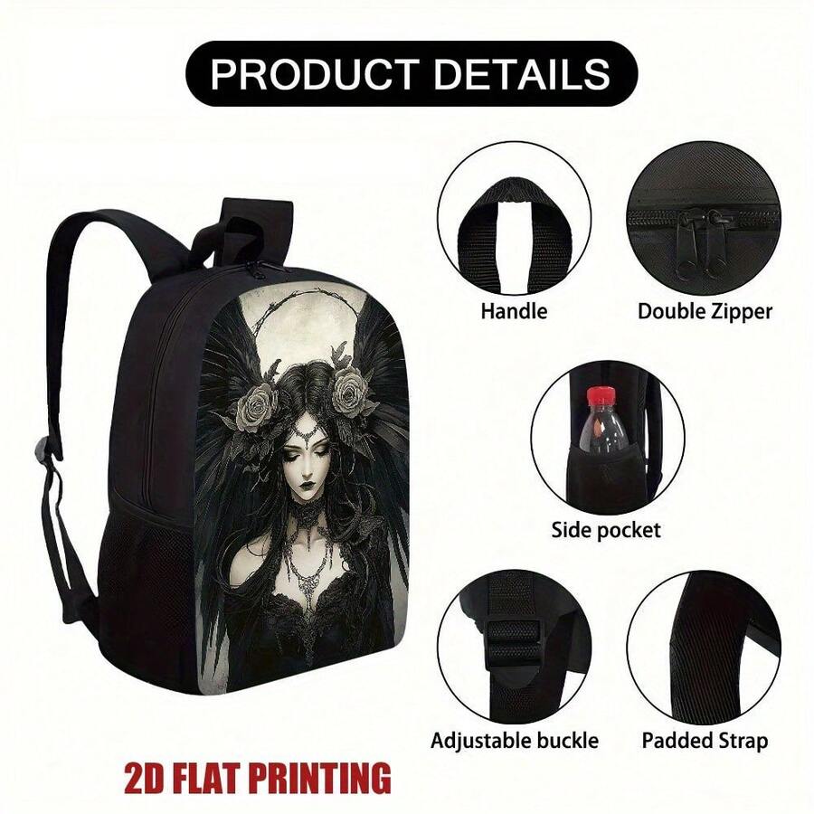 Gothic Phantom Angel Backpack  - Embroidery Roses avis et prix