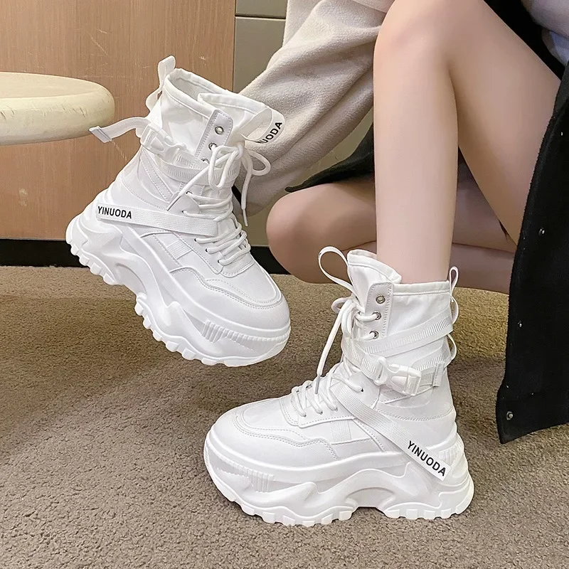 Fashion Women Chunky Platform  - Embroidery White avis et prix