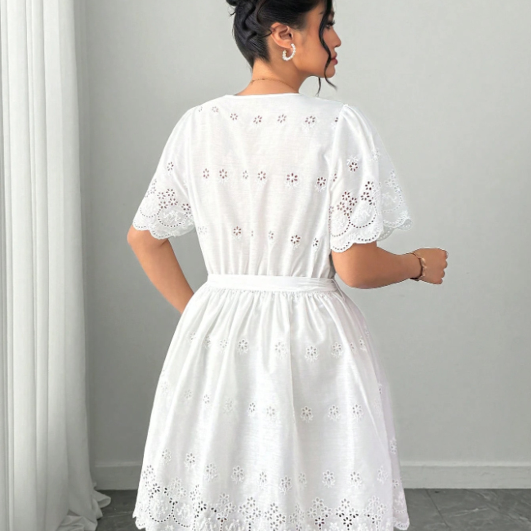Plus Size White Eyelet Embroid - Embroidery White Dress avis et prix
