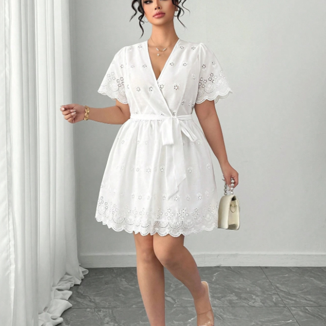 Plus Size White Eyelet Embroid - Embroidery White Dress avis et prix