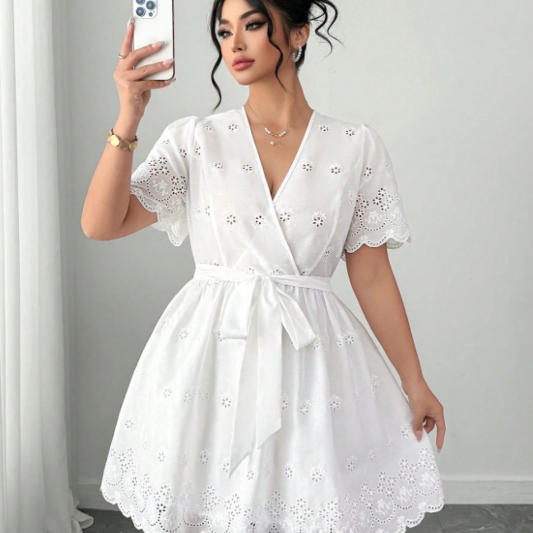 Plus Size White Eyelet Embroid - Embroidery White Dress avis et prix