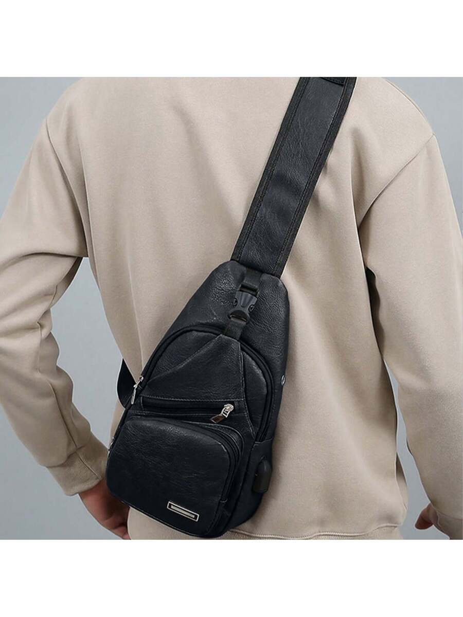 Mens Sling Bag With USB Port,  - Embroidery Bag avis et prix
