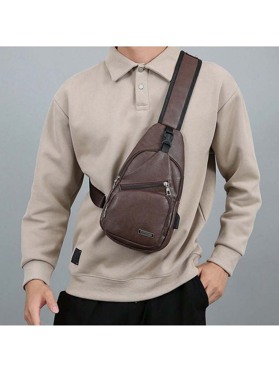 Mens Sling Bag With USB Port,  - Embroidery Bag avis et prix