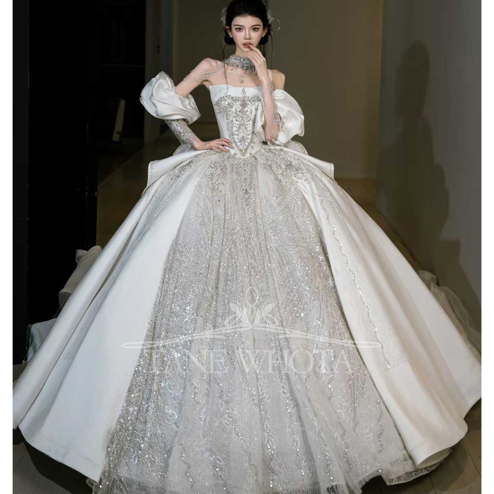 White Strapless Beading Sequin - Embroidery White Dress avis et prix