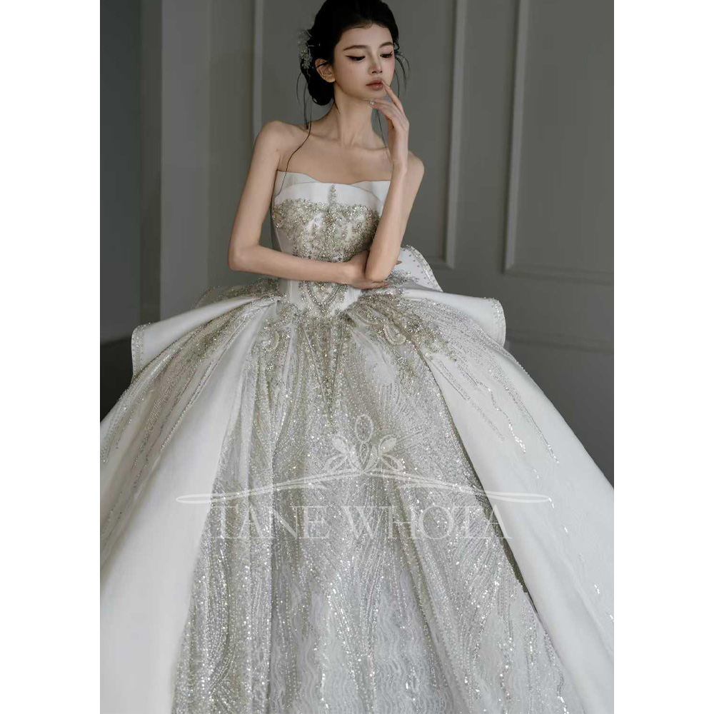 White Strapless Beading Sequin - Embroidery White Dress avis et prix