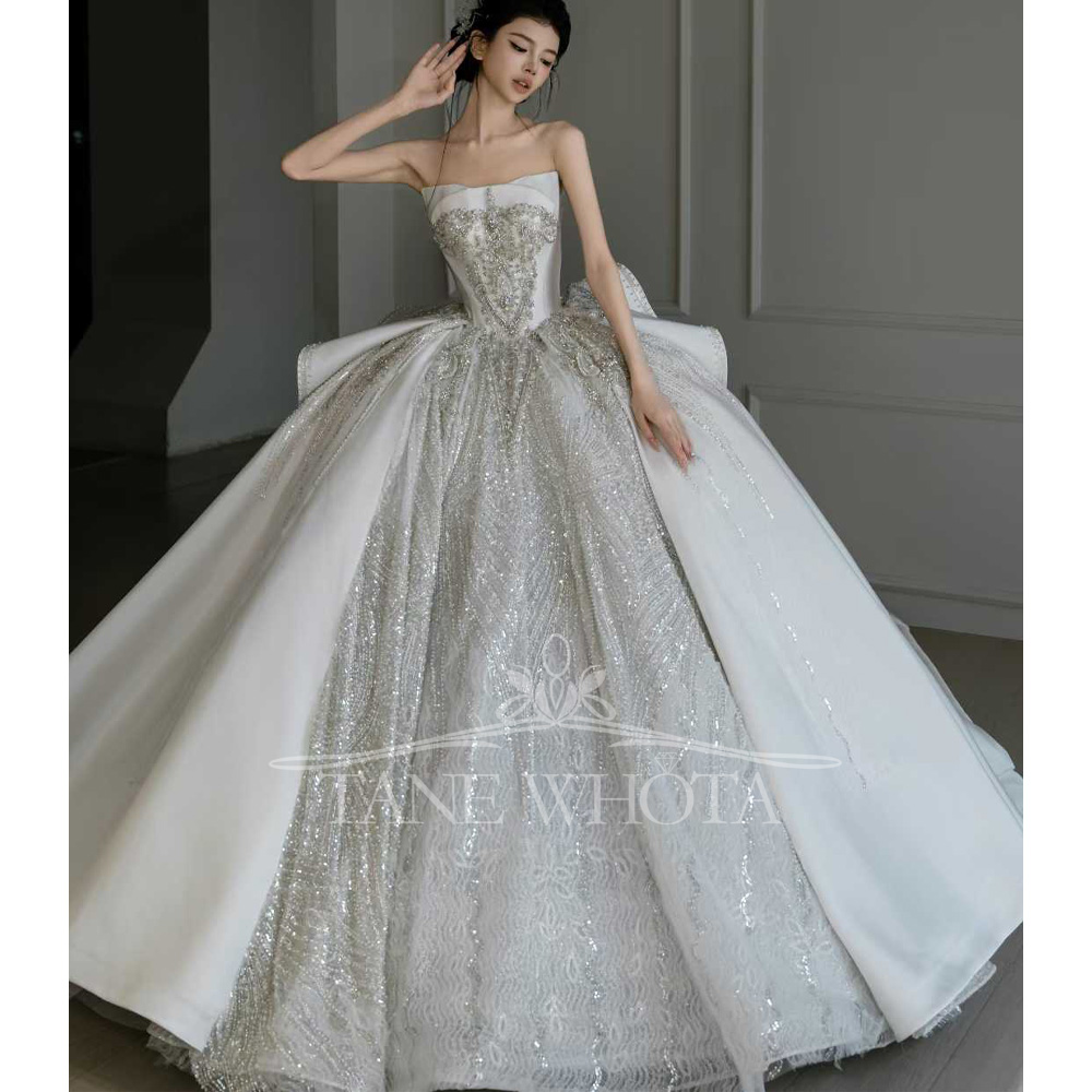 White Strapless Beading Sequin - Embroidery White Dress avis et prix